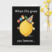 Carte Message d'anniversaire tardif drôle : Thème citron (Fleur jaune)