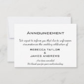 Carte Message d'annonce d'annulation de mariage (Devant)