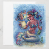 Carte Message dans la bouteille Imaginaire de sirène car (Devant / Derrière)