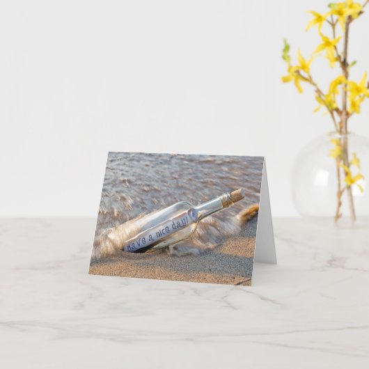 Carte Message dans une bouteille (Fleur jaune)