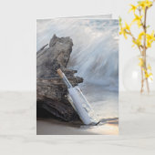 Carte message dans une bouteille anniversaire (Fleur jaune)