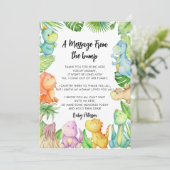 Carte Message De Bébé Dinosaure pour Baby Shower (Debout devant)