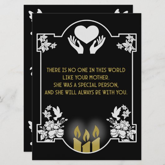 Carte Message de condoléances mère (Devant / Derrière)