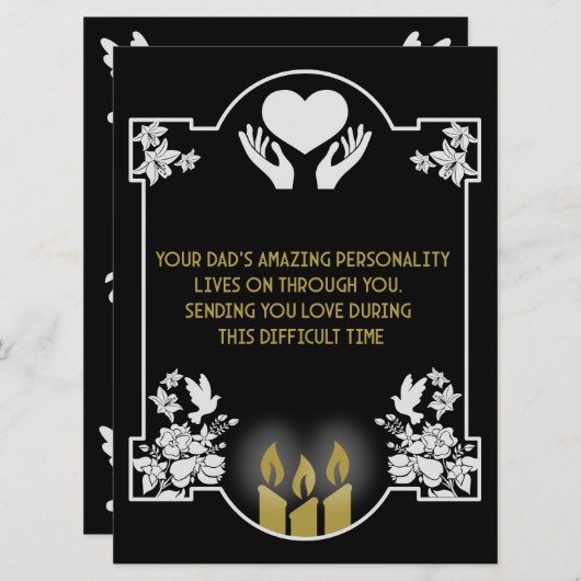 Carte Message de condoléances Père (Devant / Derrière)