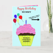 Carte Message de Cupcake Rose Anniversaire Maman Écrivez (Devant)