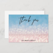 Carte Message de Parties scintillant rose bleu Merci Med (Devant / Derrière)