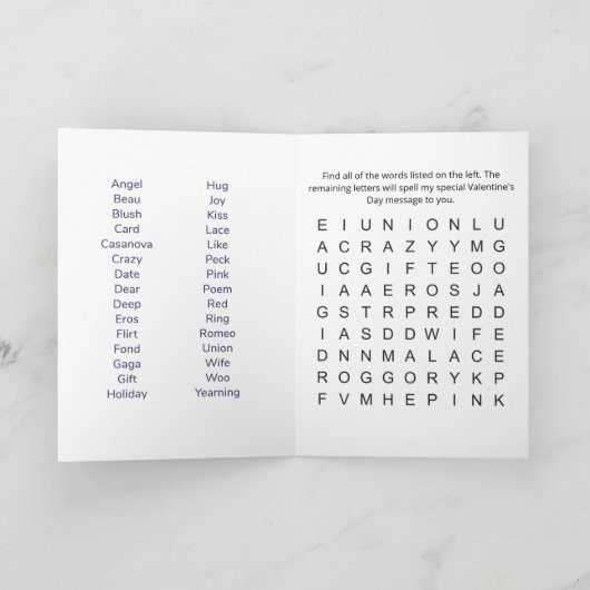 Carte Message de proposition secrète Marry Me Valentine' (Intérieur)