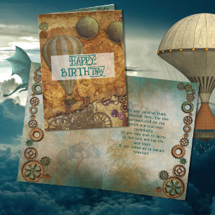 Carte Message de remerciement plié Steampunk