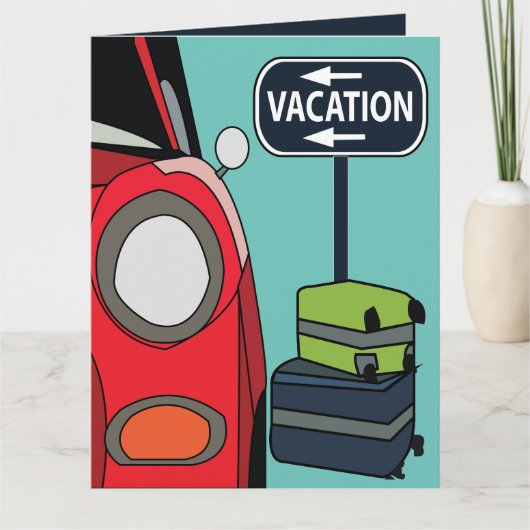 Carte Message de vacances pour un voyage en road trip (Devant)