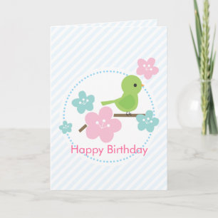 Carte Message personnalisé aux fleurs d'oiseaux et de ce