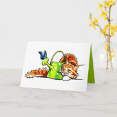 Carte Message personnalisé Cute Orange Chat (Fleur jaune)