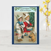 Carte Message personnalisé de Noël des années 1940 vinta (Fleur jaune)