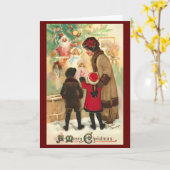 Carte Message personnalisé rétro de Noël Vintage (Fleur jaune)