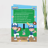 Carte Message secret de baseball pour garçons Joyeux ann (Dos)