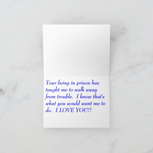 CARTE MESSAGE SIGNICATIF :  INCARCÉRATION 8 (Intérieur)