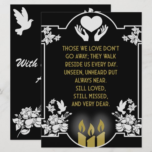 Carte Messages de condoléances (Devant / Derrière)