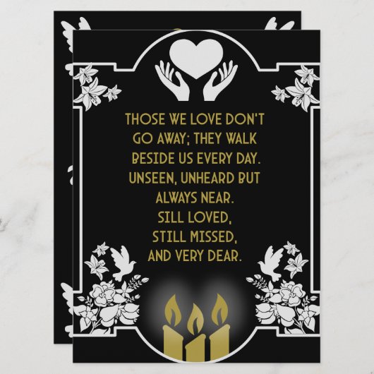 Carte Messages de condoléances (Devant / Derrière)