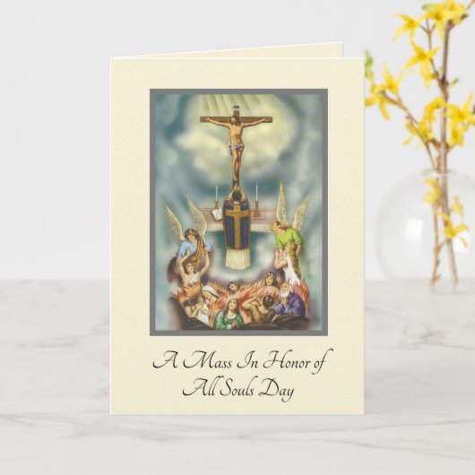 Carte Messe catholique de la Fête de l'Âme (Fleur jaune)