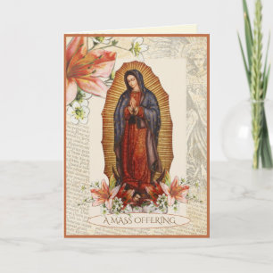 Carte Messe catholique d'oblation Sympathie Guadalupe Ma