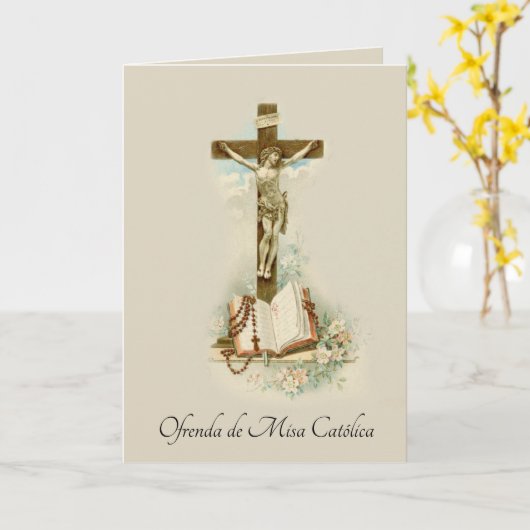 Carte Messe catholique espagnole : prière (Fleur jaune)
