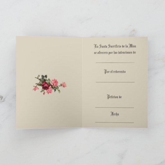 Carte Messe catholique espagnole : prière (Intérieur)