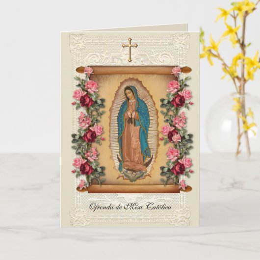 Carte Messe catholique espagnole : prière (Fleur jaune)