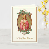 Carte Messe catholique offrant Jésus tenant l'Eucharisti (Fleur jaune)