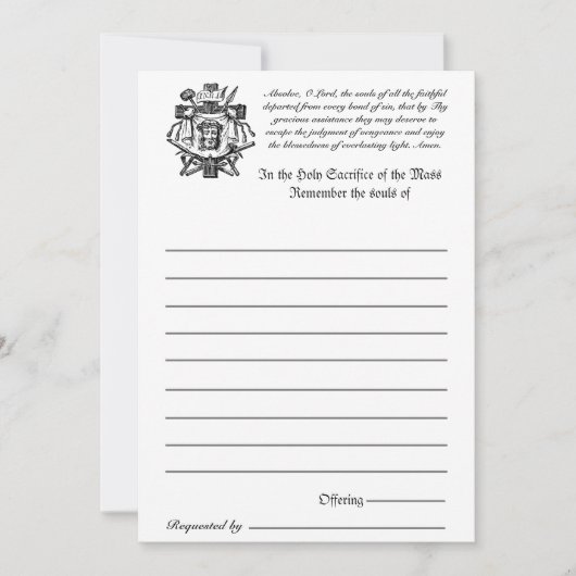 Carte Messe catholique Toutes les âmes Souvenir des mort (Devant)