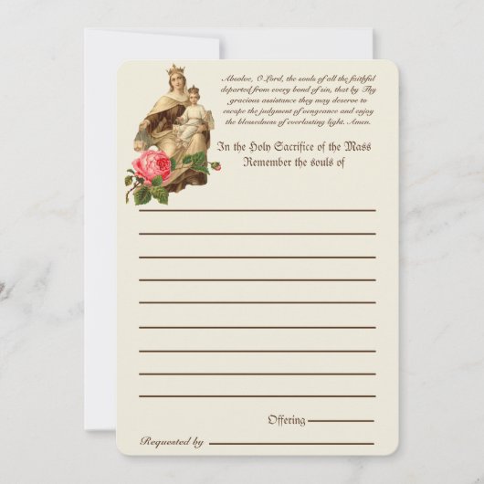 Carte Messe catholique Toutes les âmes Souvenir des mort (Devant)