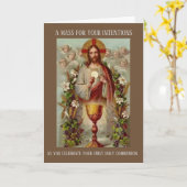 Carte Messe Catholique Traditionnelle Offrant Le Coeur S (Fleur jaune)