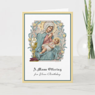 Carte Messe de naissance catholique Offrande Jésus Eucha