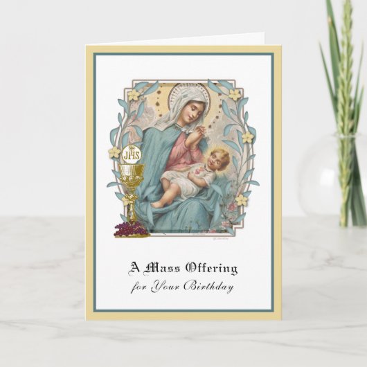 Carte Messe de naissance catholique Offrande Jésus Eucha (Devant)