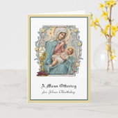Carte Messe de naissance catholique Offrande Jésus Eucha (Fleur jaune)