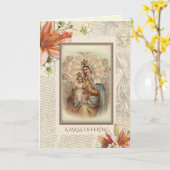 Carte Messe de Requiem catholique de sympathie offerte à (Fleur jaune)