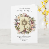 Carte Messe de sympathie catholique offrant l'Eucharisti (Fleur jaune)