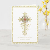 Carte Messe funéraire de Jésus catholique Prière religie (Fleur jaune)