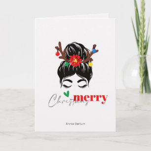Carte Messy Bun Christmas Greeting Card