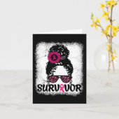 Carte Messy Bun Distressed Pink Ribbon Cancer du Sein Su (Fleur jaune)