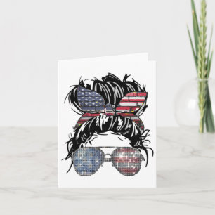 Carte Messy Bun drapeau américain Gles 4 juillet patriot