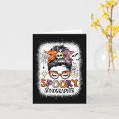 Carte Messy Bun Éffrayant Sonographer Funny Halloween Co (Fleur jaune)