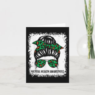 Carte Messy Bun Mental Health S Awareness Green Ribbon _