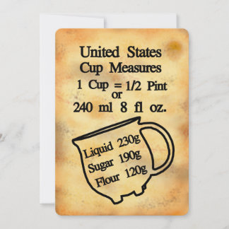 Carte Mesures de tasse conversions Unités américaines C