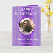 Carte Métal pourpre décoratif 1 photo collage Retraite (Fleur jaune)
