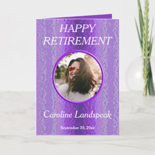 Carte Métal violet décoratif 1 photo collage Retraite