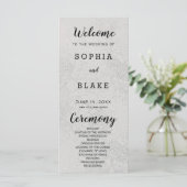 Carte Metallic Light Silver and Floral Wedding Program (Debout devant)