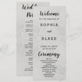 Carte Metallic Light Silver and Floral Wedding Program (Devant / Derrière)