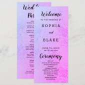 Carte Metallic Purple et Floral Wedding Program (Devant / Derrière)