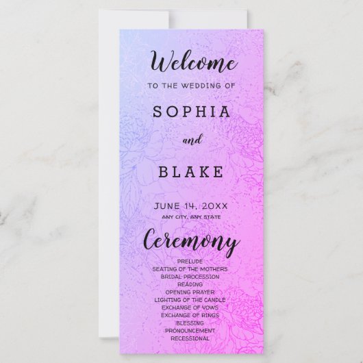 Carte Metallic Purple et Floral Wedding Program (Devant)