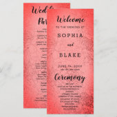 Carte Metallic Red et Floral Wedding Program (Devant / Derrière)