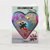 Carte Metallic Vous Me Complétez Puzzle Coeur Anniversai (Devant)